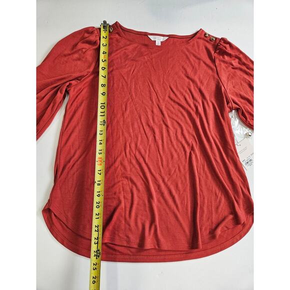 Lauren Conrad Long Sleeve Terra Cotta Large Cotton Top NWT - Picture 5 of 7